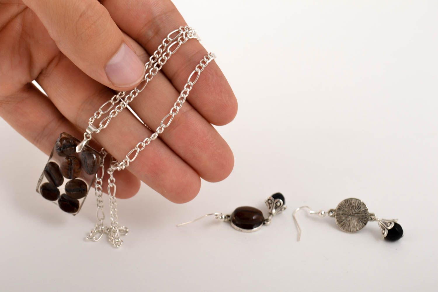 Handmade gemstone jewelry set beaded earrings beaded pendant gifts for her photo 5