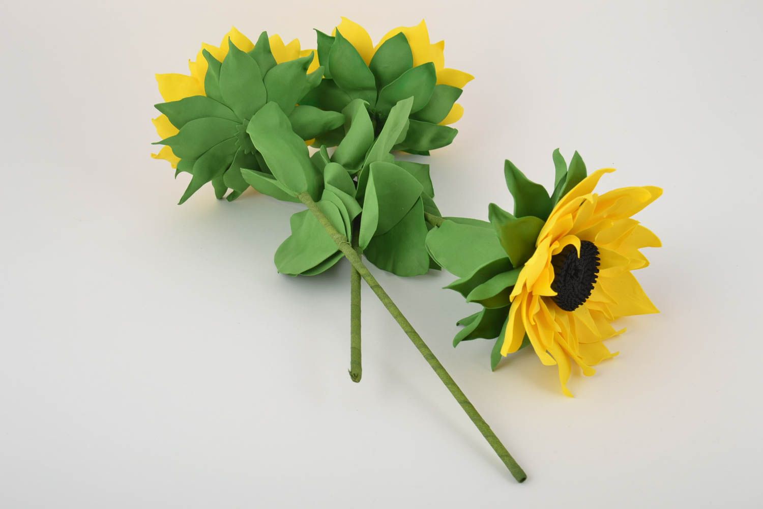 Handmade decorative bouquet stylish artificial flowers 3 cute sunflowers photo 4