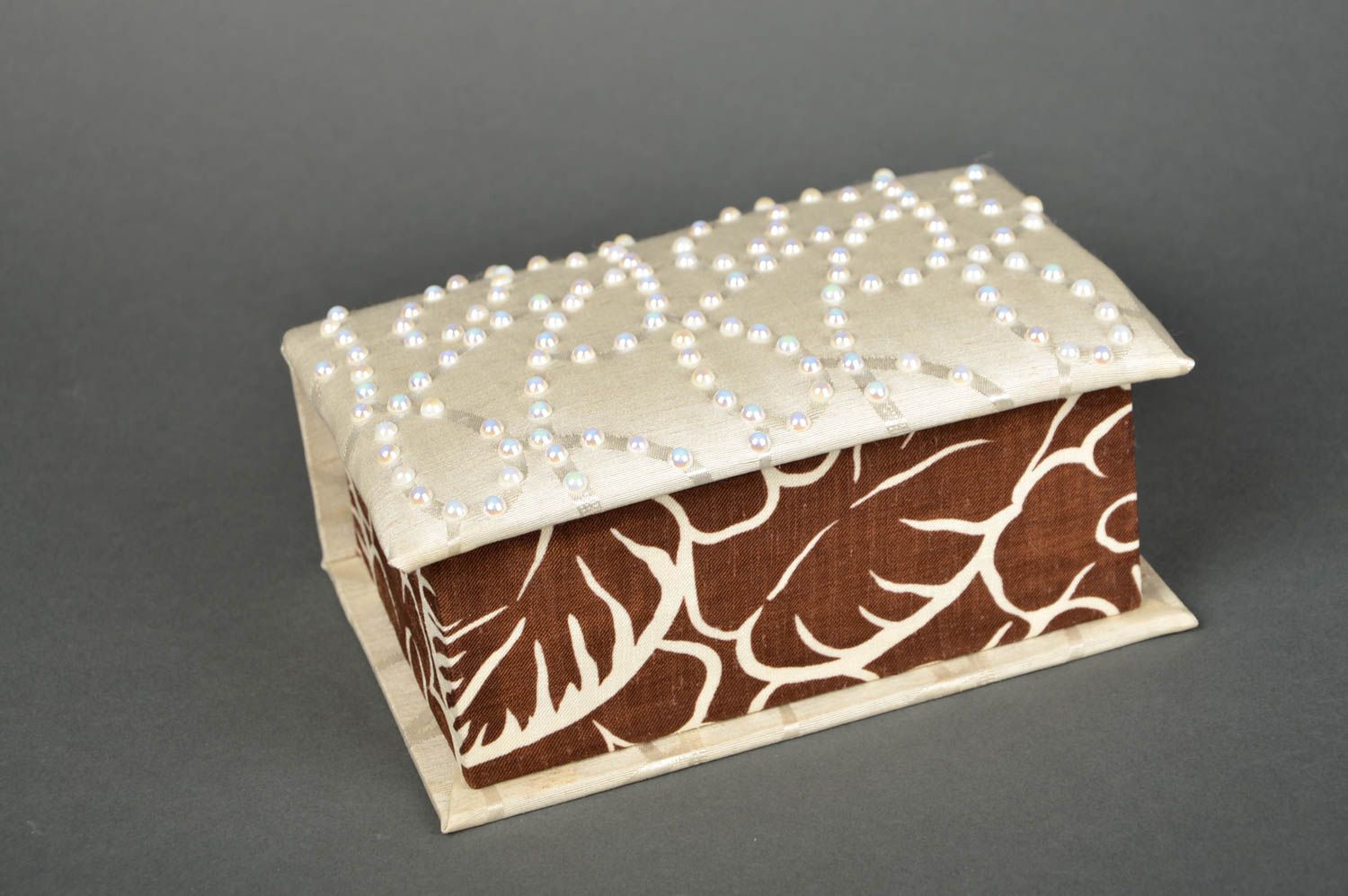 Coffret à bijoux fait main Boîte en bois blanc-marron jolie Cadeau original photo 1