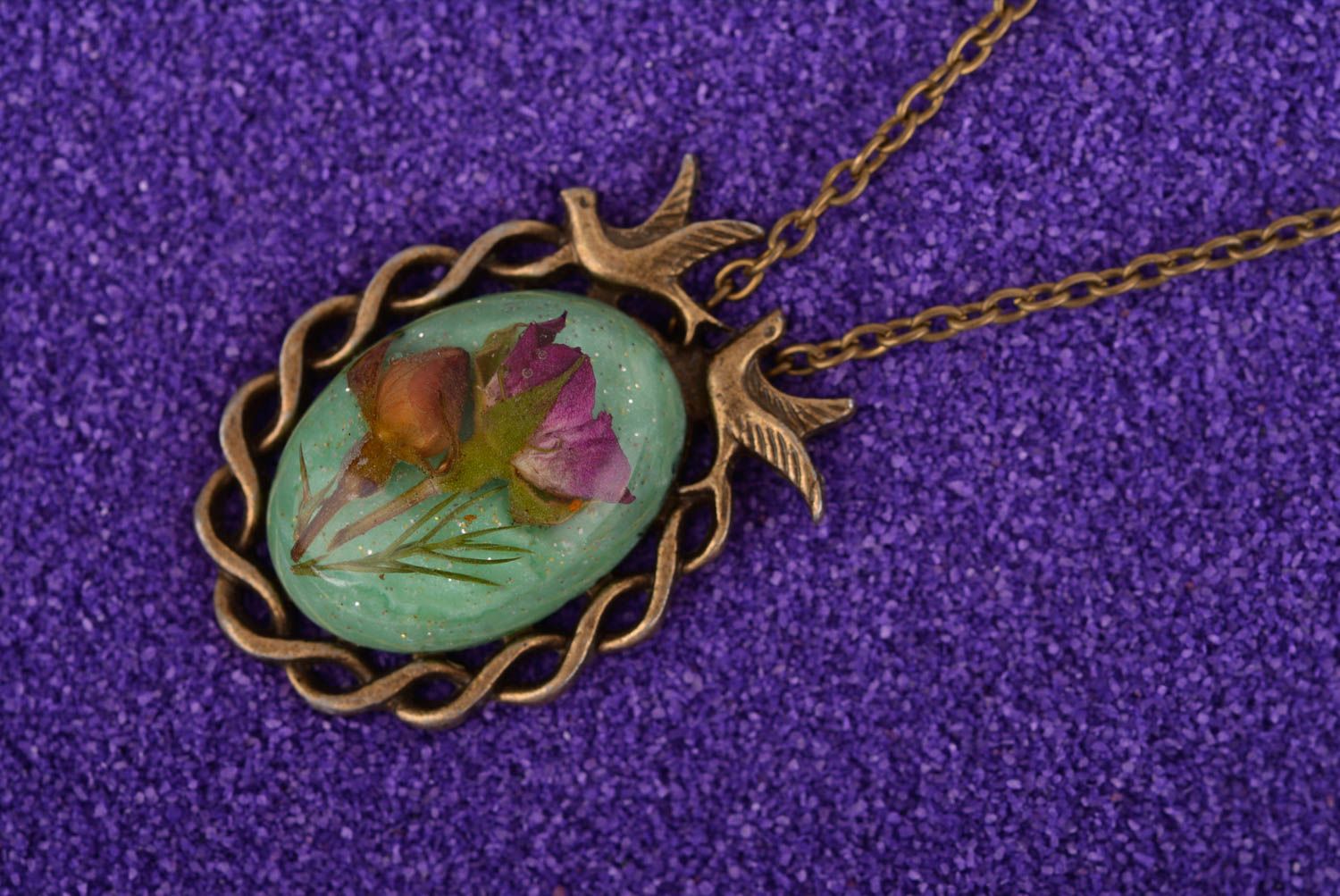 Handmade pendant unusual pendant for women epoxy jewelry gift for her photo 1
