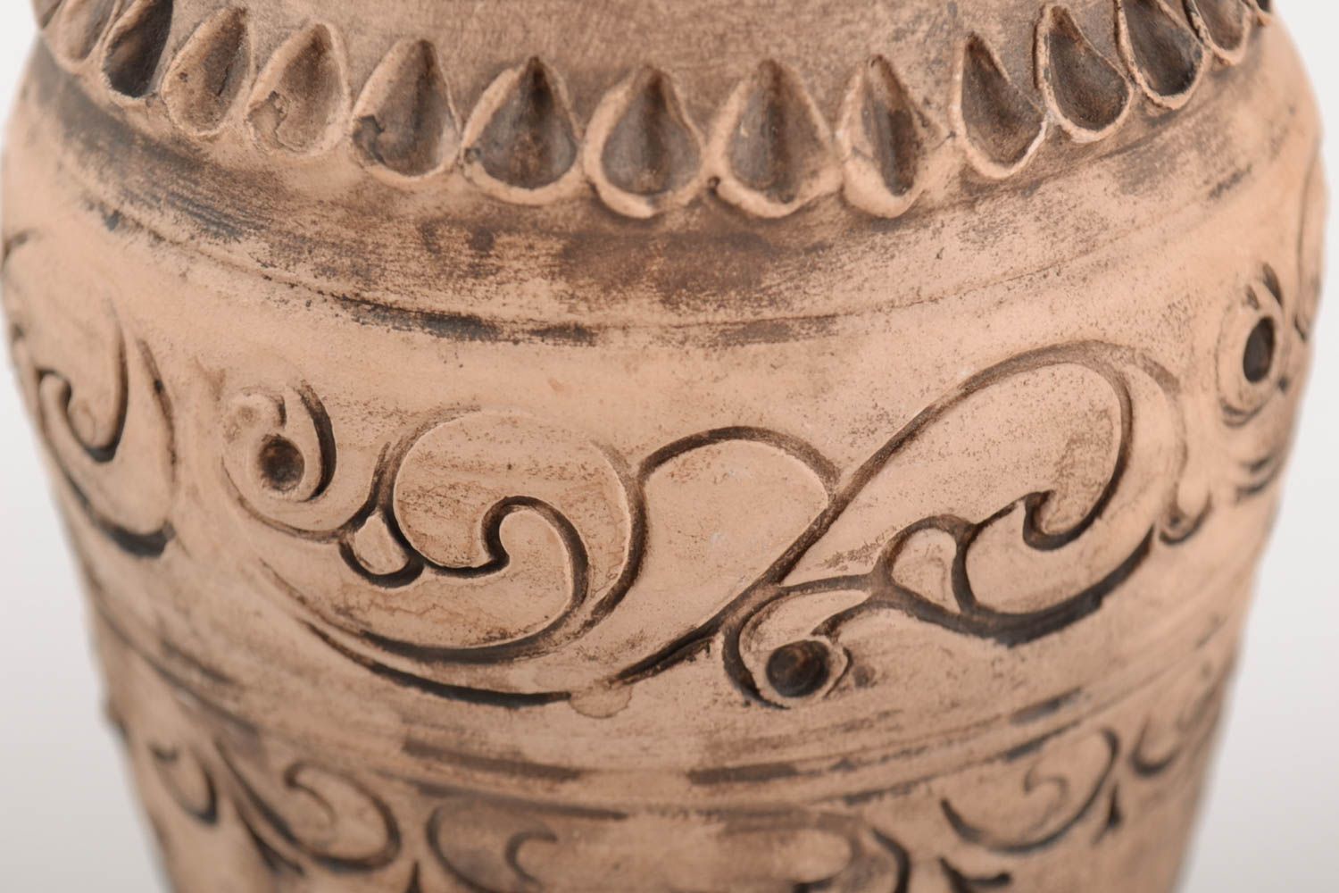 Carafe à vin en terre cuite beige à motif faite main écologique originale 50 cl photo 2