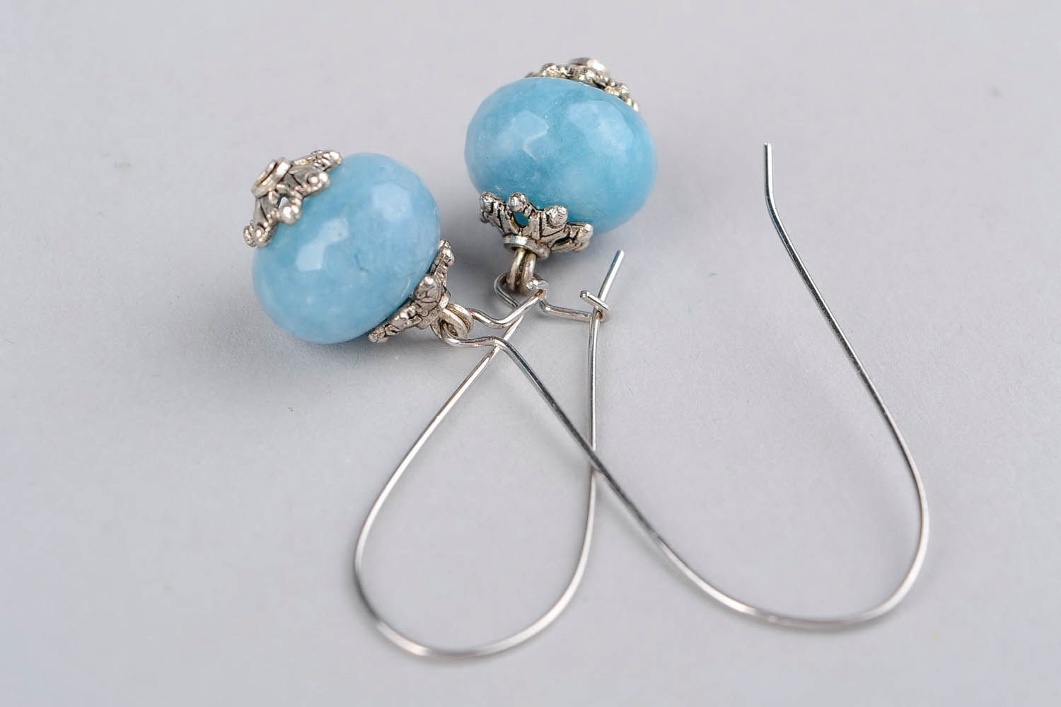 Ball Earrings with aquamarine photo 2