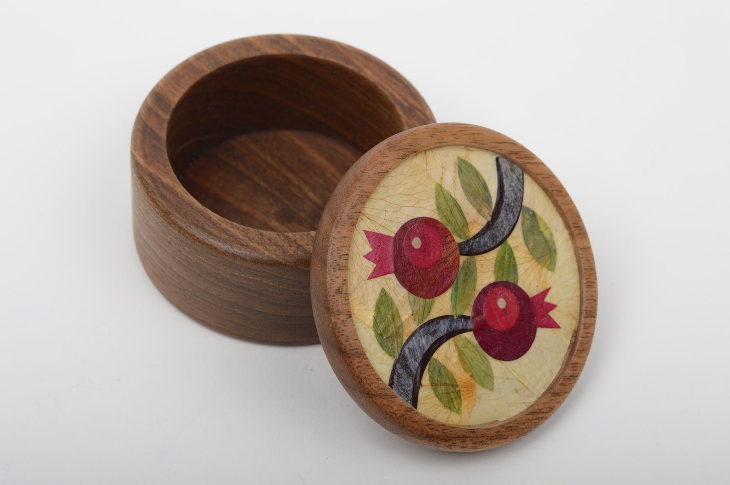 Boîte à bijoux faite main Boîte en bois ronde petite taille Déco maison photo 3