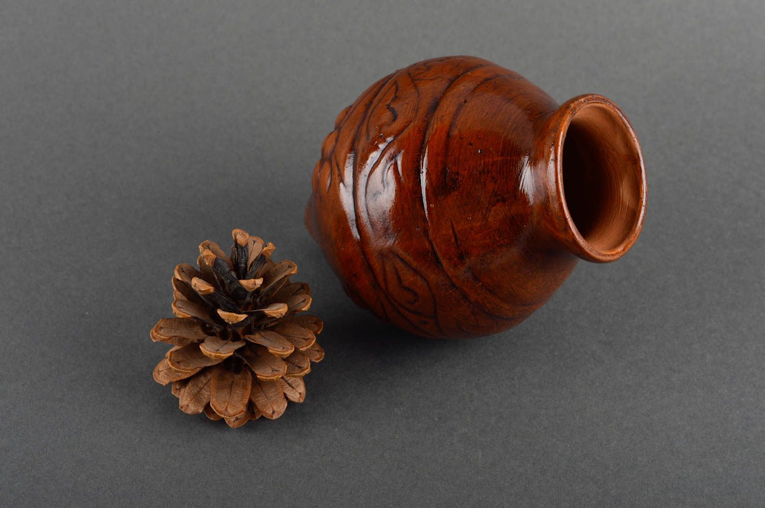 Jarro decorativo hecho a mano de arcilla vaso de cerámica vajilla original foto 1