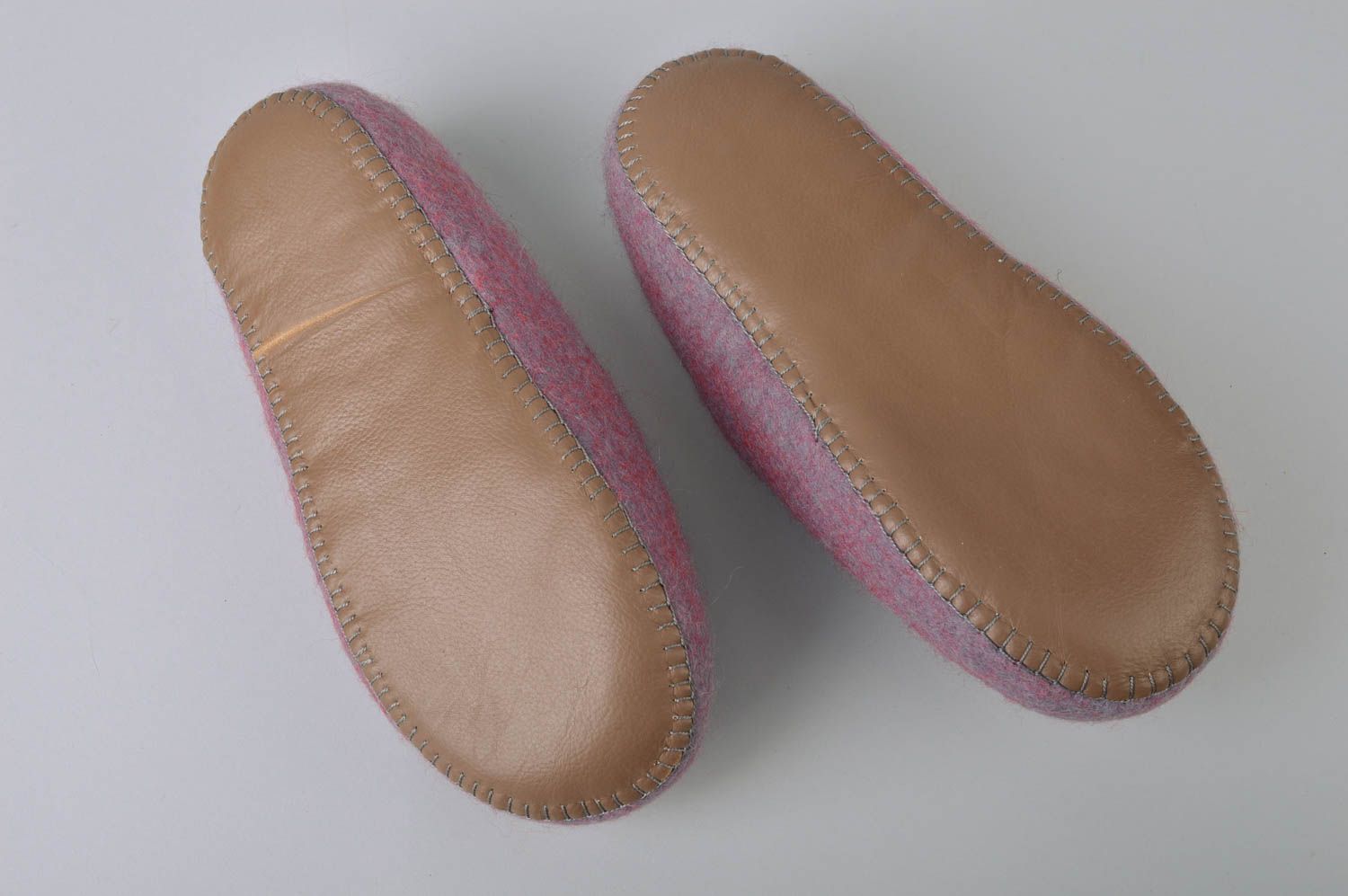 Wool felting beautiful warm handmade home purple slippers 24 cm  photo 5