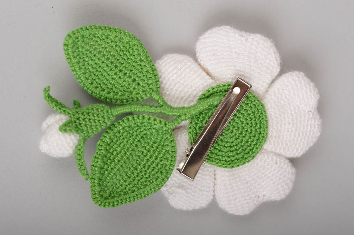 Handmade crochet flower barrette hair clip how to do my hair gifts for kids photo 3