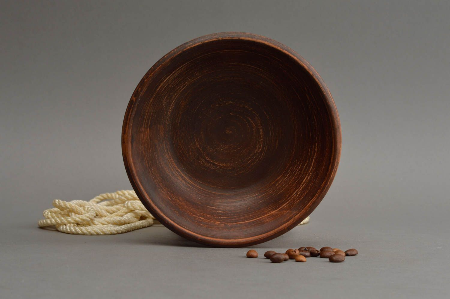 Small handmade designer clay bowl kilned with milk unusual ceramic tableware photo 1