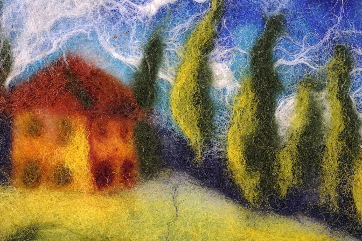 Grußkarte mit Motiv aus Wolle Felder der Toskana foto 4