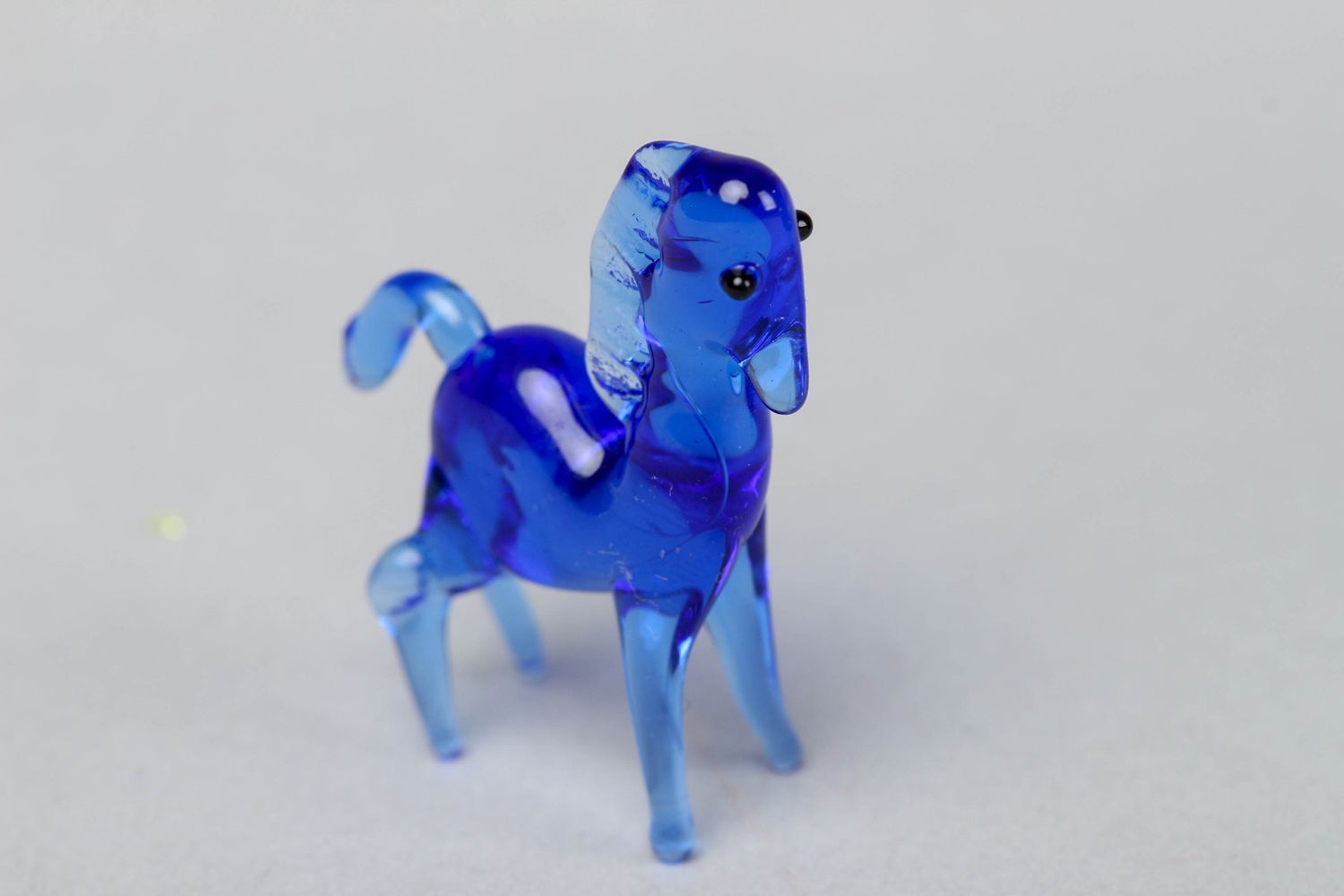 Figurine en verre au chalumeau Cheval bleu photo 1