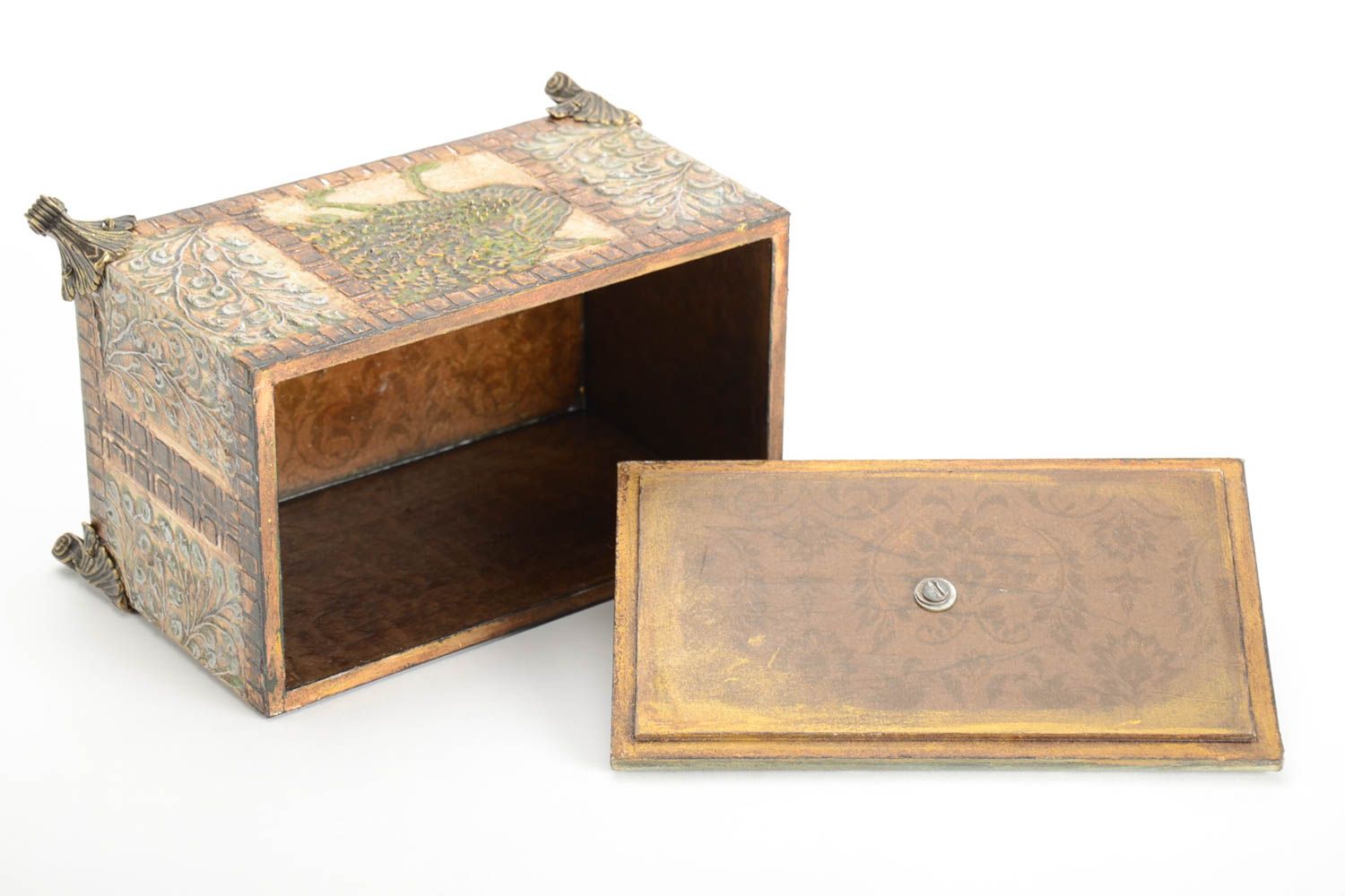 Caja de madera hecha a mano joyero original con decoupage objeto de decoración  foto 3