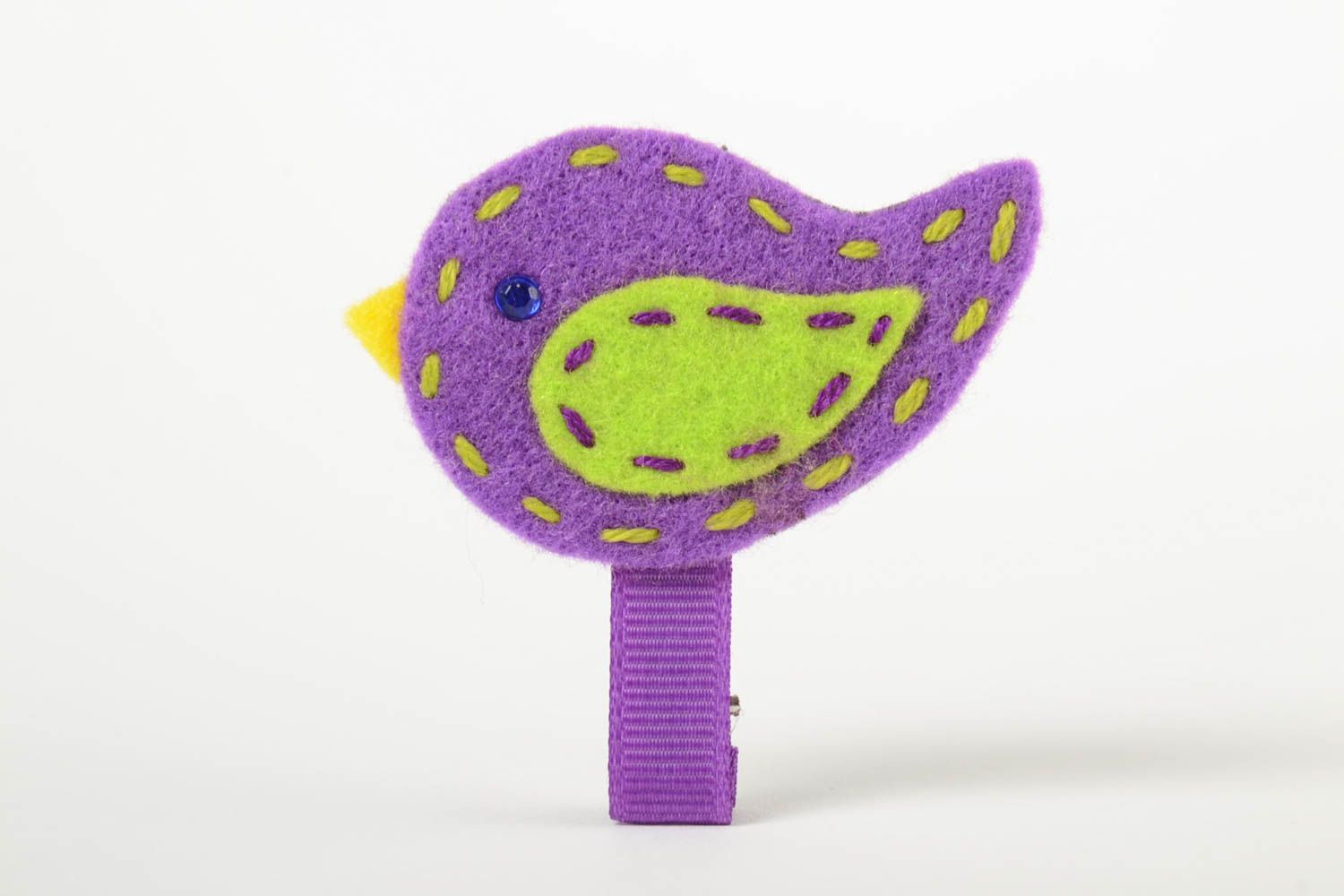 Designer purple hair clip made of fleece for baby handmade hair accessory photo 2
