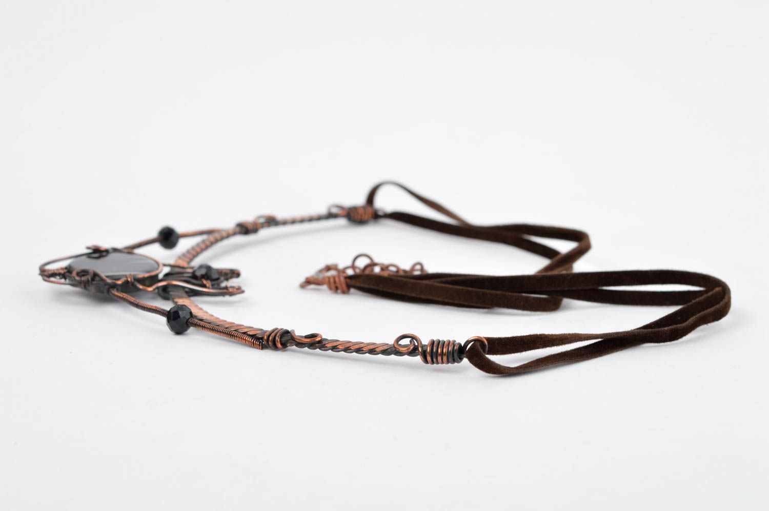 Halsketten Anhänger handgeschaffen Kupfer Anhänger mit Achat Designer Schmuck foto 3