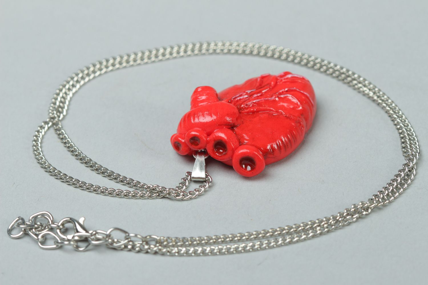Polymer clay pendant Anatomical Heart  photo 3