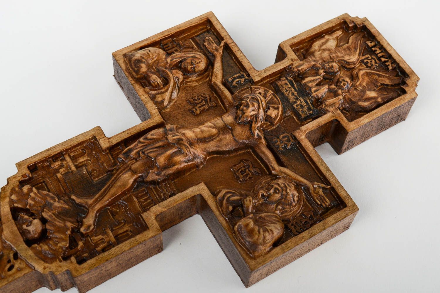 Настенный крест ручной работы крест из дерева резной декоративный крест фото 4