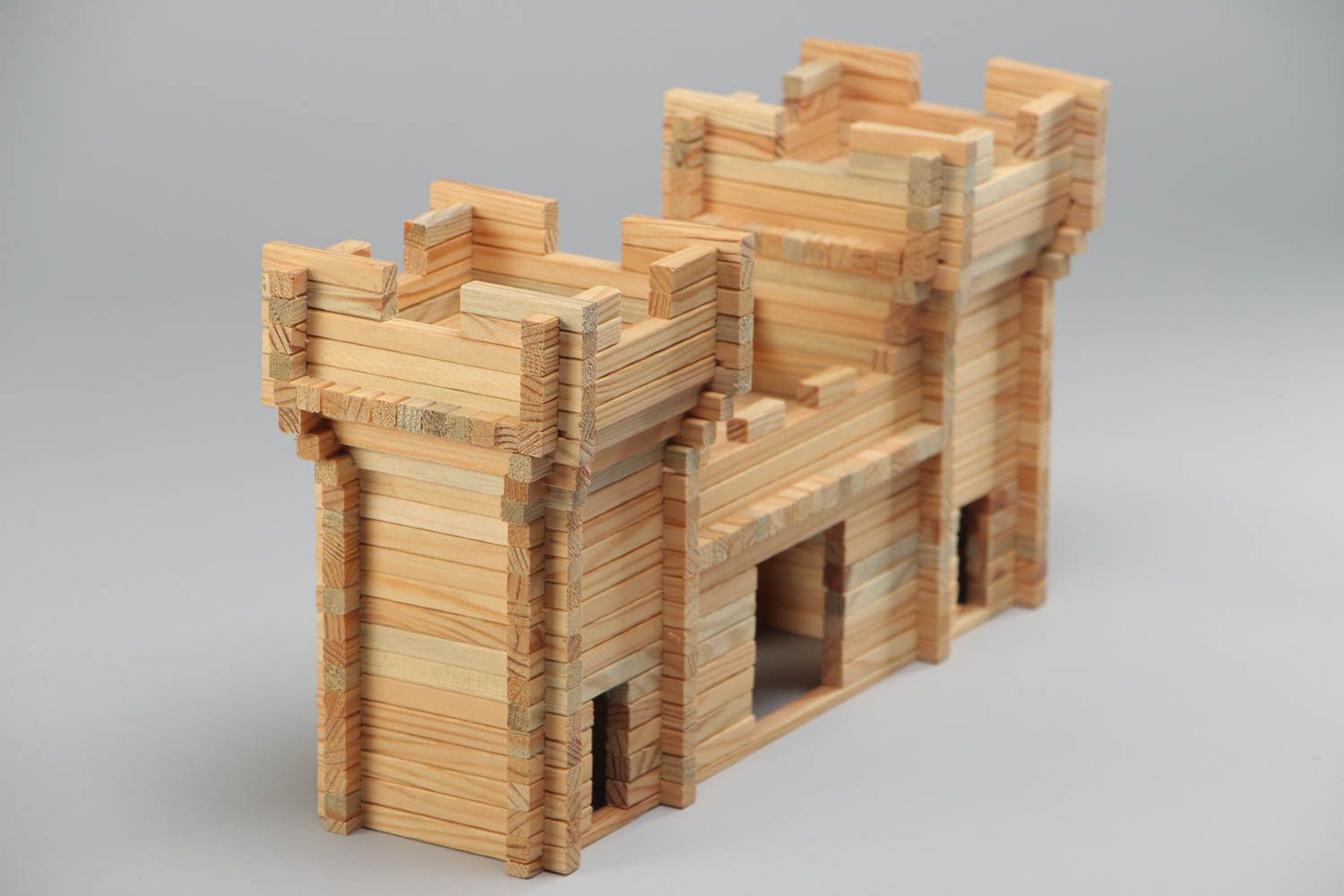 Handmade Lernspielzeug für Kinder Baukasten aus Holz Burg umweltfreundlich foto 3