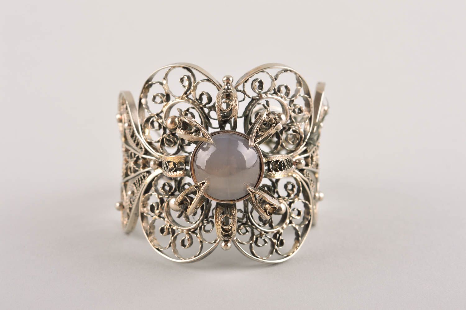 Handmade Metall Schmuck Damen Armband Geschenk für Frauen aus Kupfernickel Stein foto 3