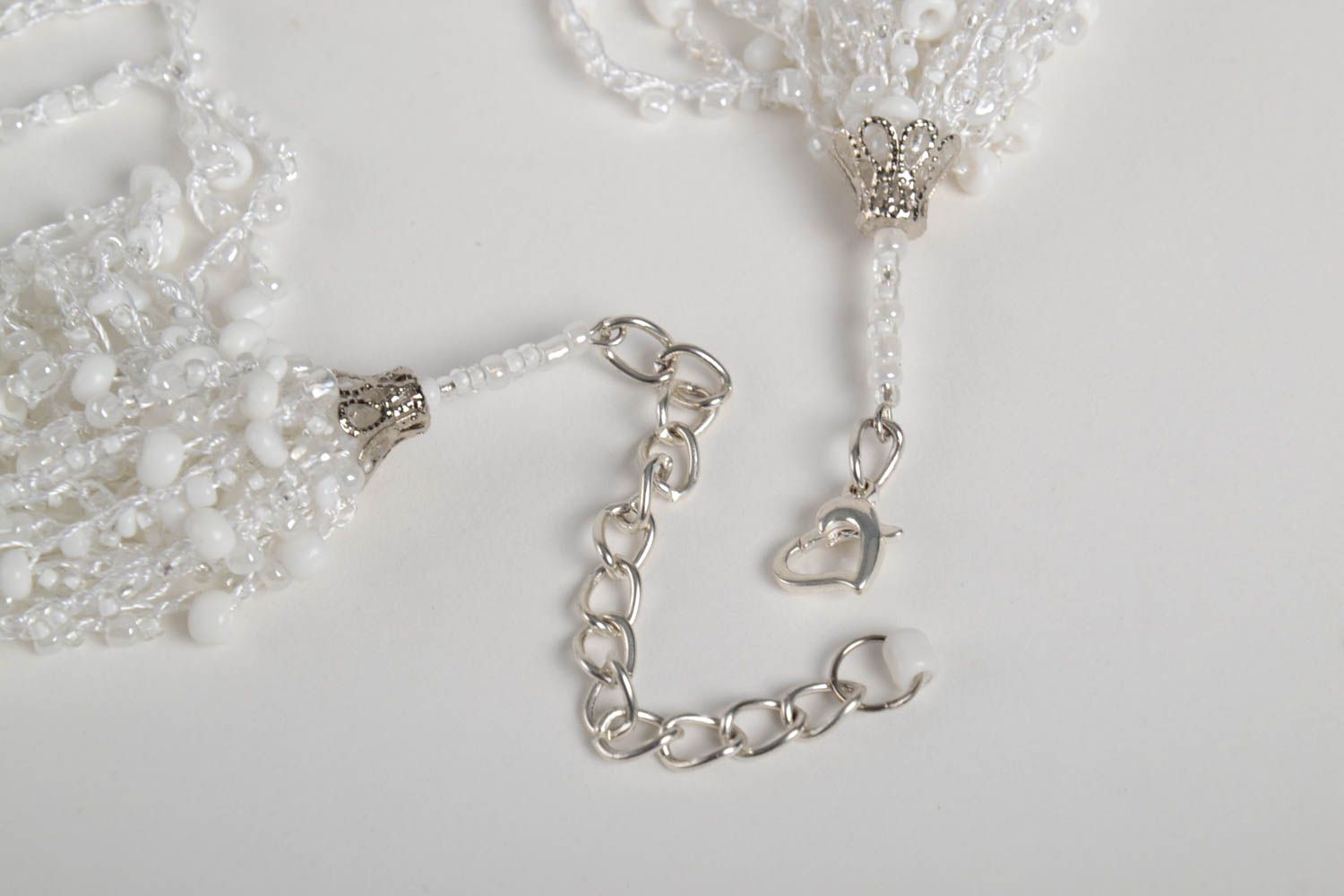 Handmade beautiful necklace white designer necklace unusual accessory photo 4