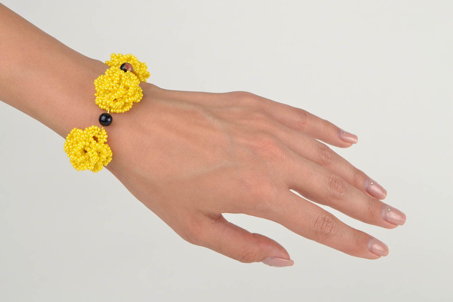 Bracelet perles de rocaille Bijou fait main jaune avec aventurine Cadeau femme photo 2