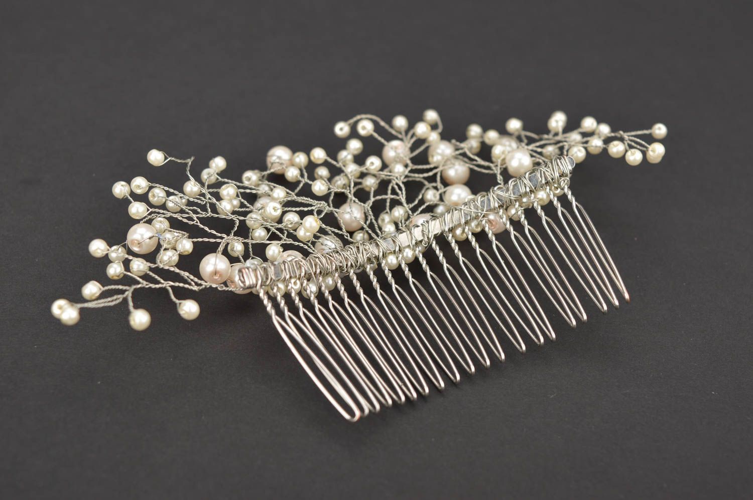 Peigne cheveux faite main Accessoire cheveux perles de verre Cadeau femme photo 3