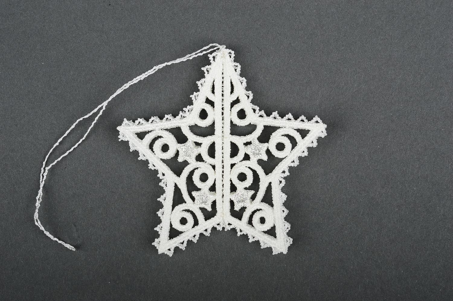 Weißer Stern Tannenbaum Schmuck handmade Deko für Weihnachten Deko Anhänger  foto 4