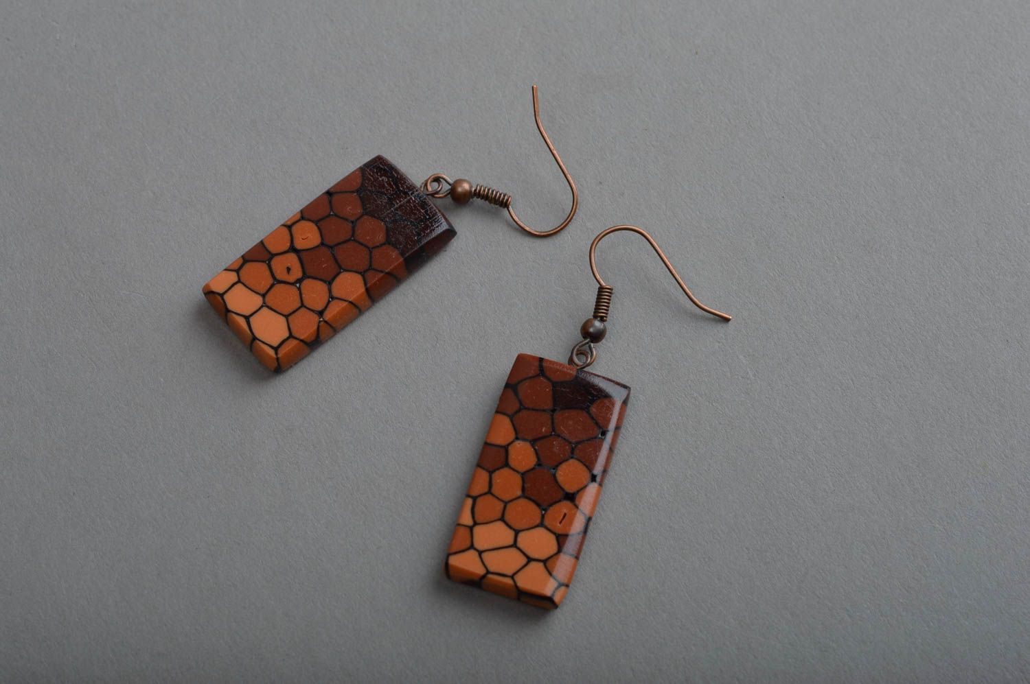 Handmade polymer clay earrings plastic jewelry earrings with painting photo 2