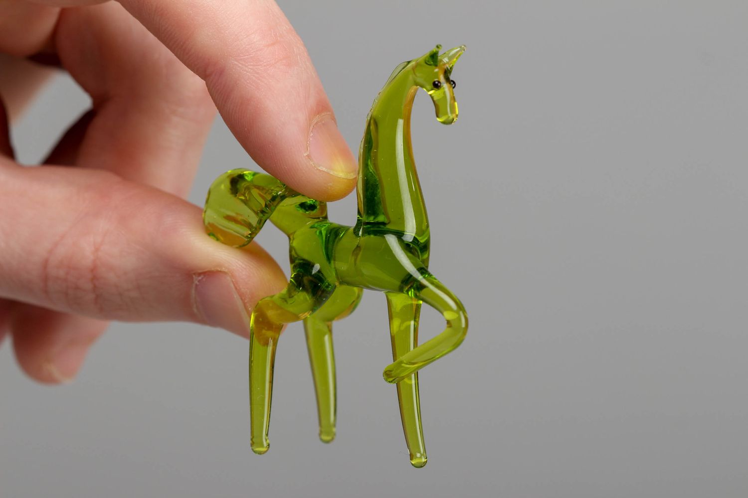Handmade kleine Statuette aus Glas in Lampwork Technik Pferd foto 4