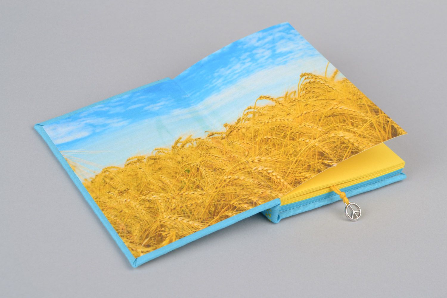Handmade notepad with fabric cover and with bookmark 100 sheets Ukraine gift for girl photo 4