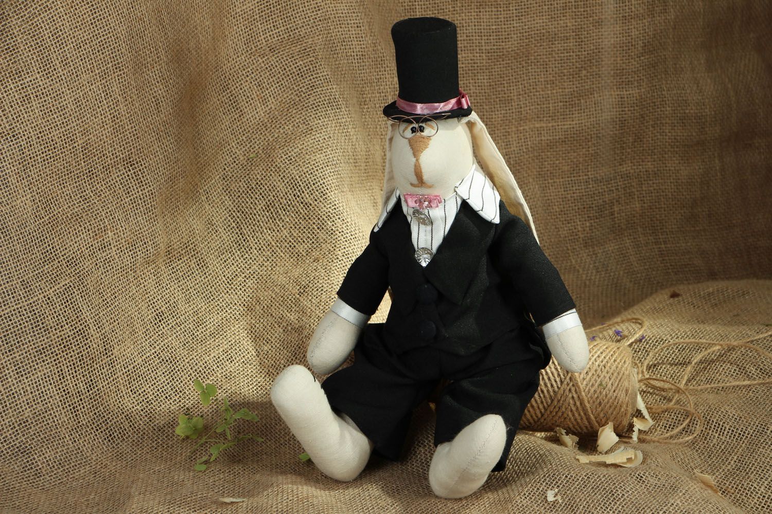 Fabric toy Rabbit in Dinner Jacket photo 5