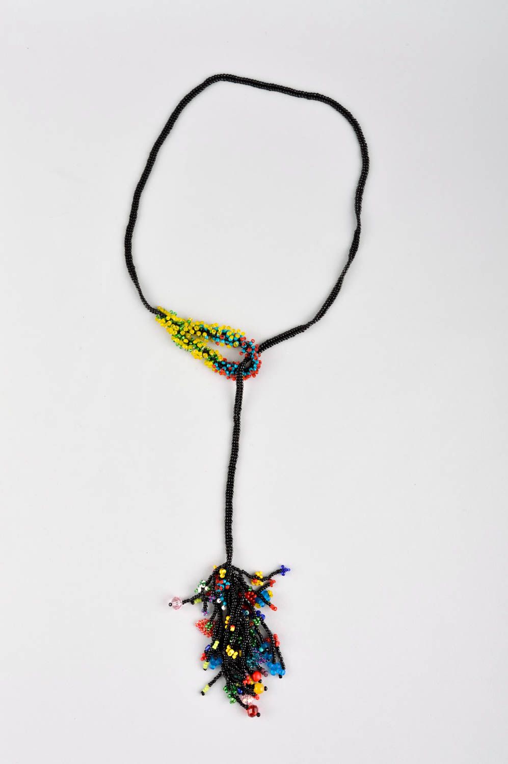 Колье из бисера украшение ручной работы ожерелье из бисера стильное красивое фото 4