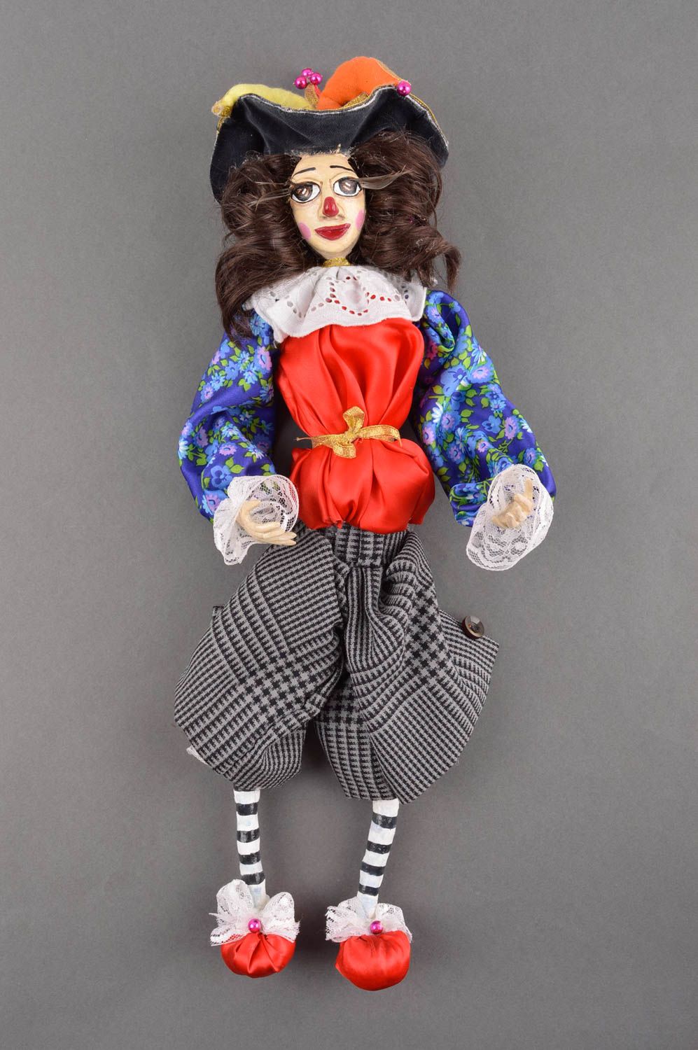 Кукла ручной работы авторская кукла интерьерная керамическая кукла Арлекин фото 1