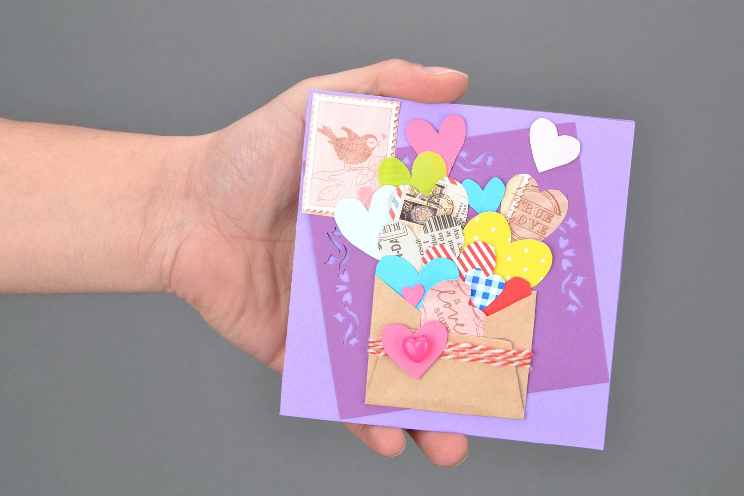 Carte de voeux faite main avec coeur pour Saint Valentin photo 2