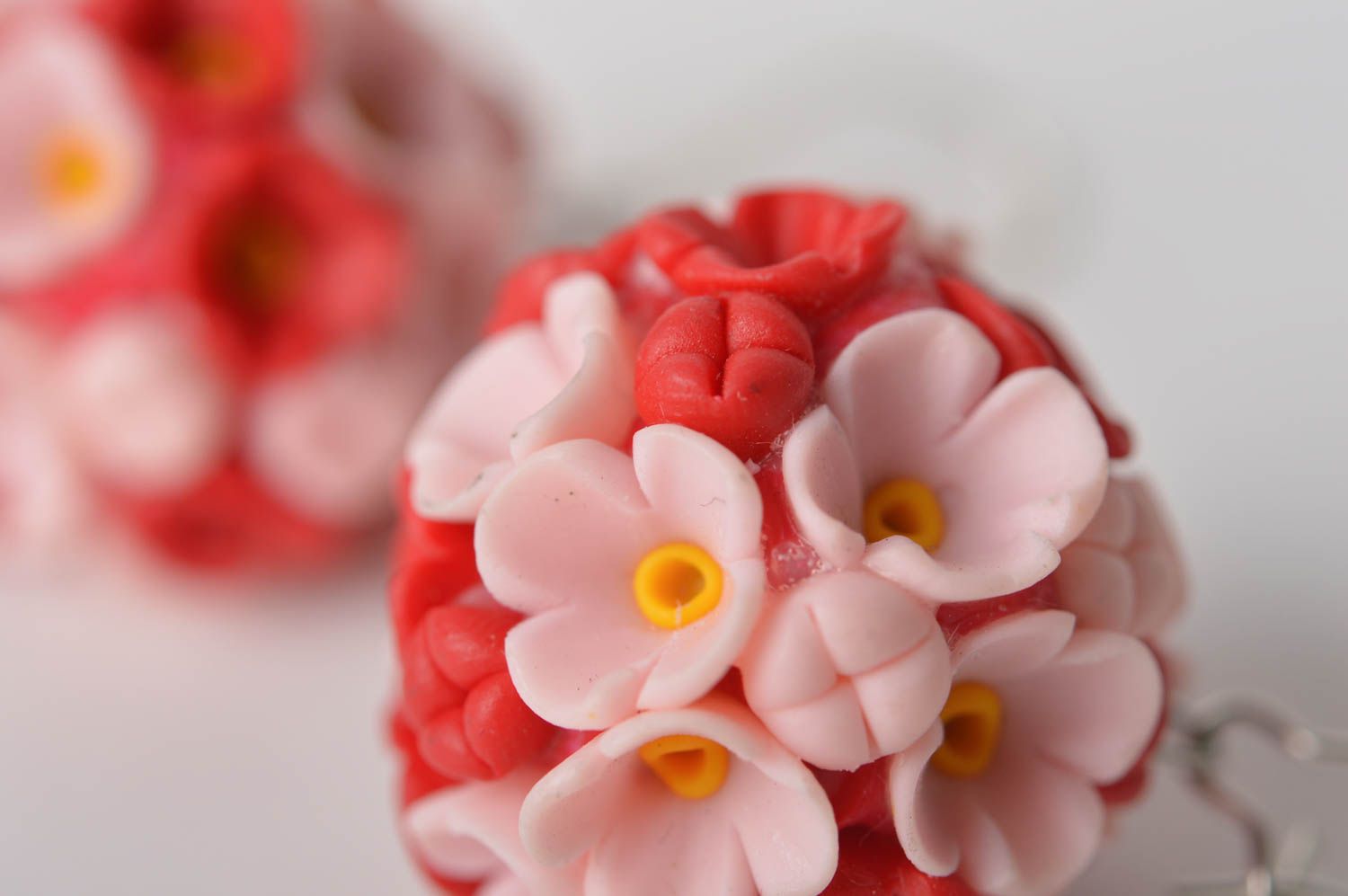 Beautiful handmade plastic flower earrings cool jewelry polymer clay ideas photo 4