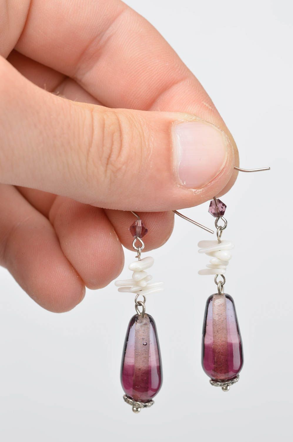 Beautiful unusual earrings handmade glass earrings cute present for women photo 3