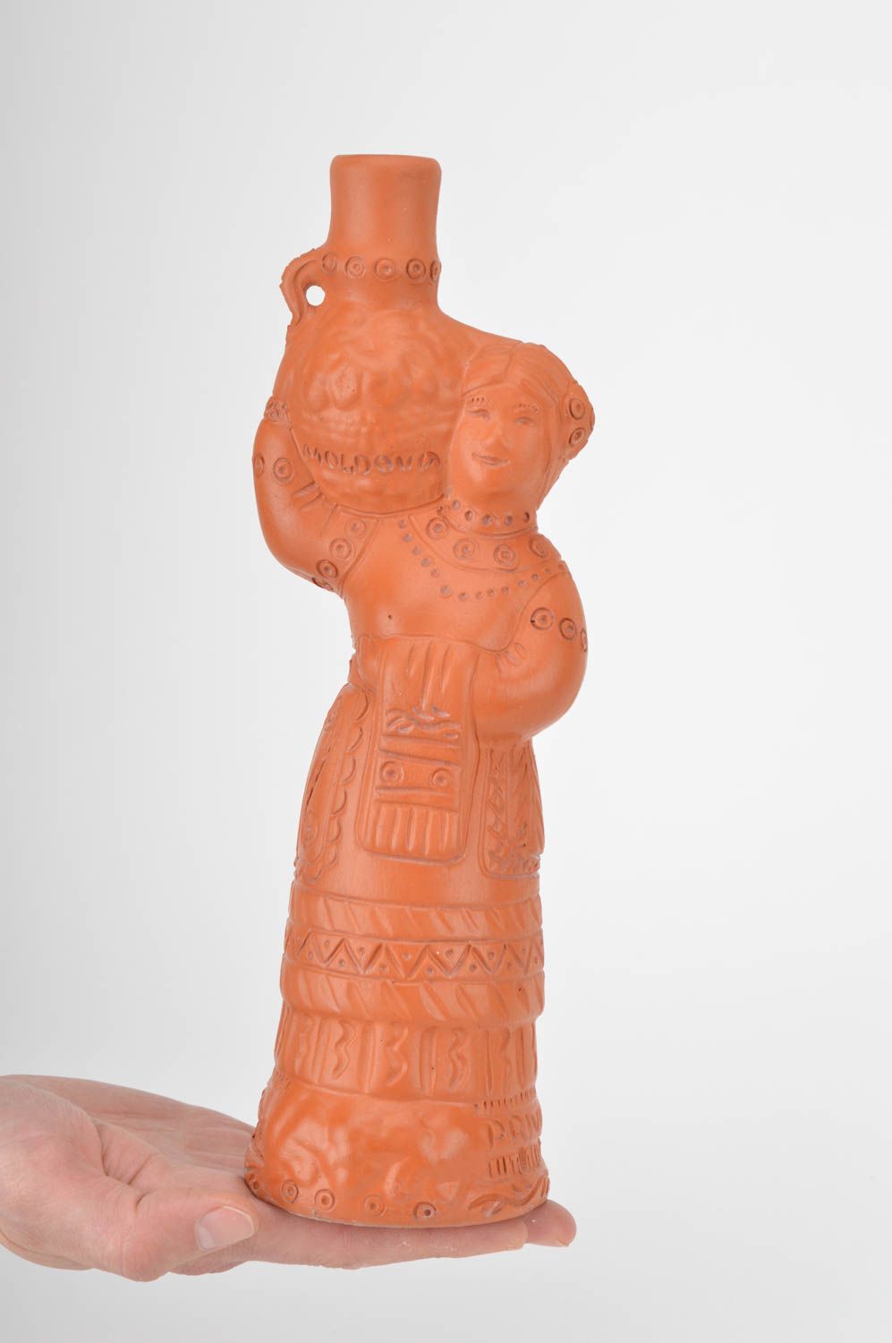60 oz ceramic terracotta wine bottle in the shape of a woman 1,25 lb photo 3