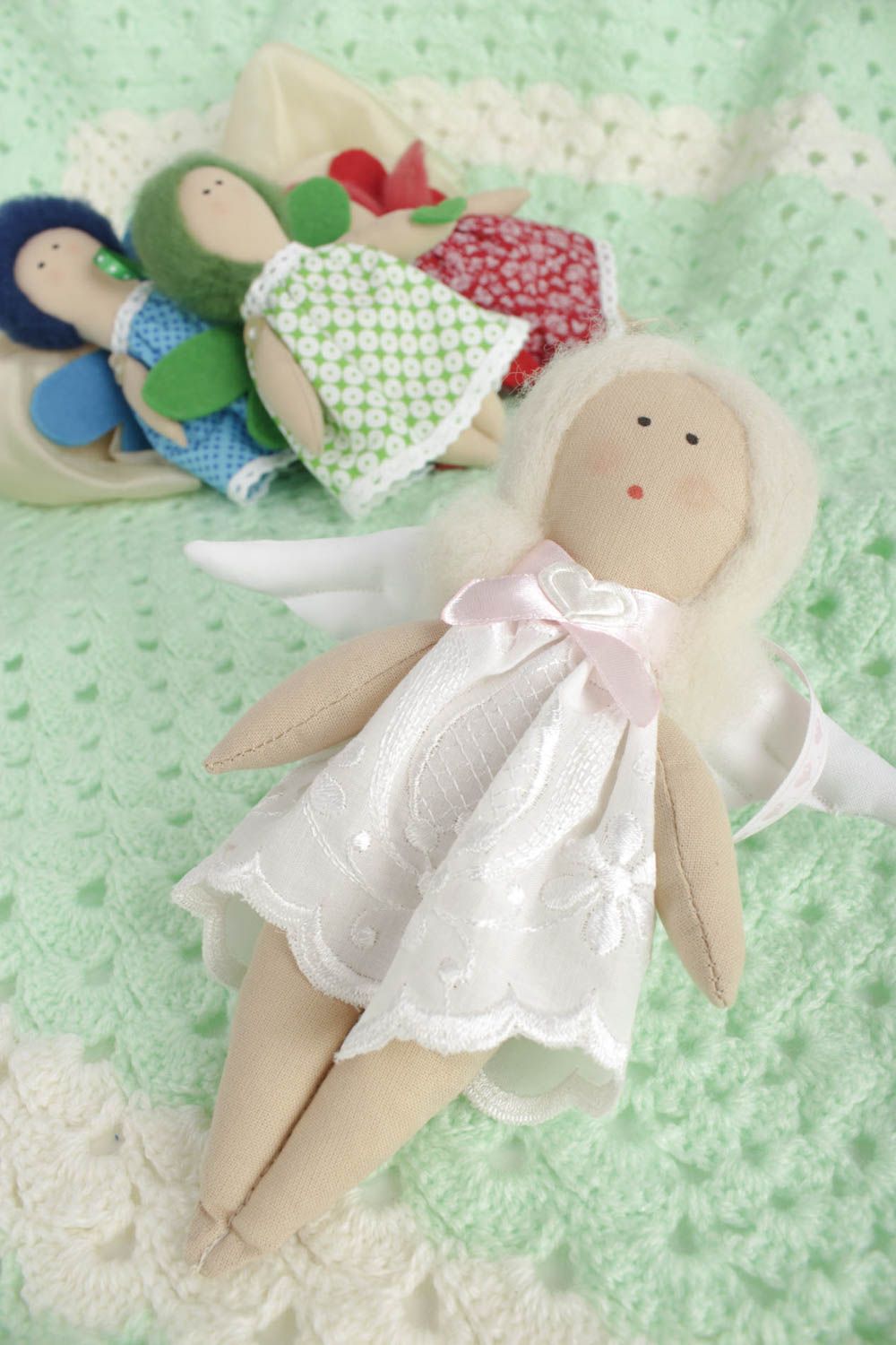 Puppe handgemacht Kuscheltier Engel Designer Puppe Stoff Spielzeug zart schön foto 2