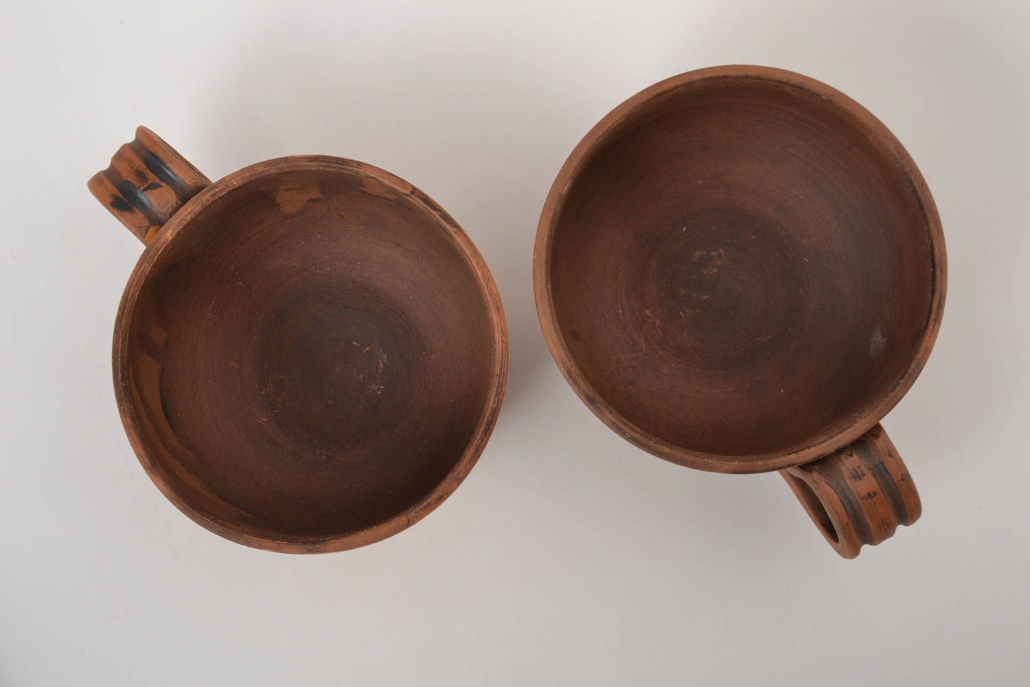 Two clay unglazed handmade coffee cups with handle 0,79 lb photo 5