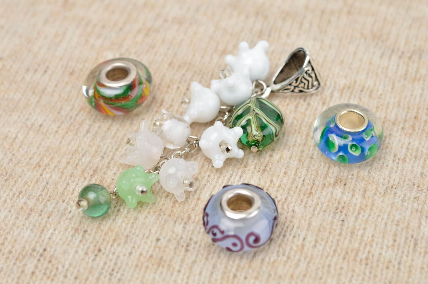 Unusual handmade beaded pendant glass bead pendant designer jewelry gift ideas photo 1
