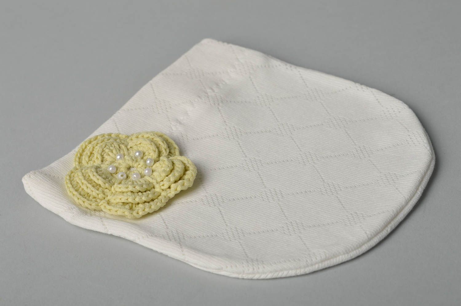 Bonnet coton fait main Chapeau hiver blanc insolite Vêtement enfant original photo 4