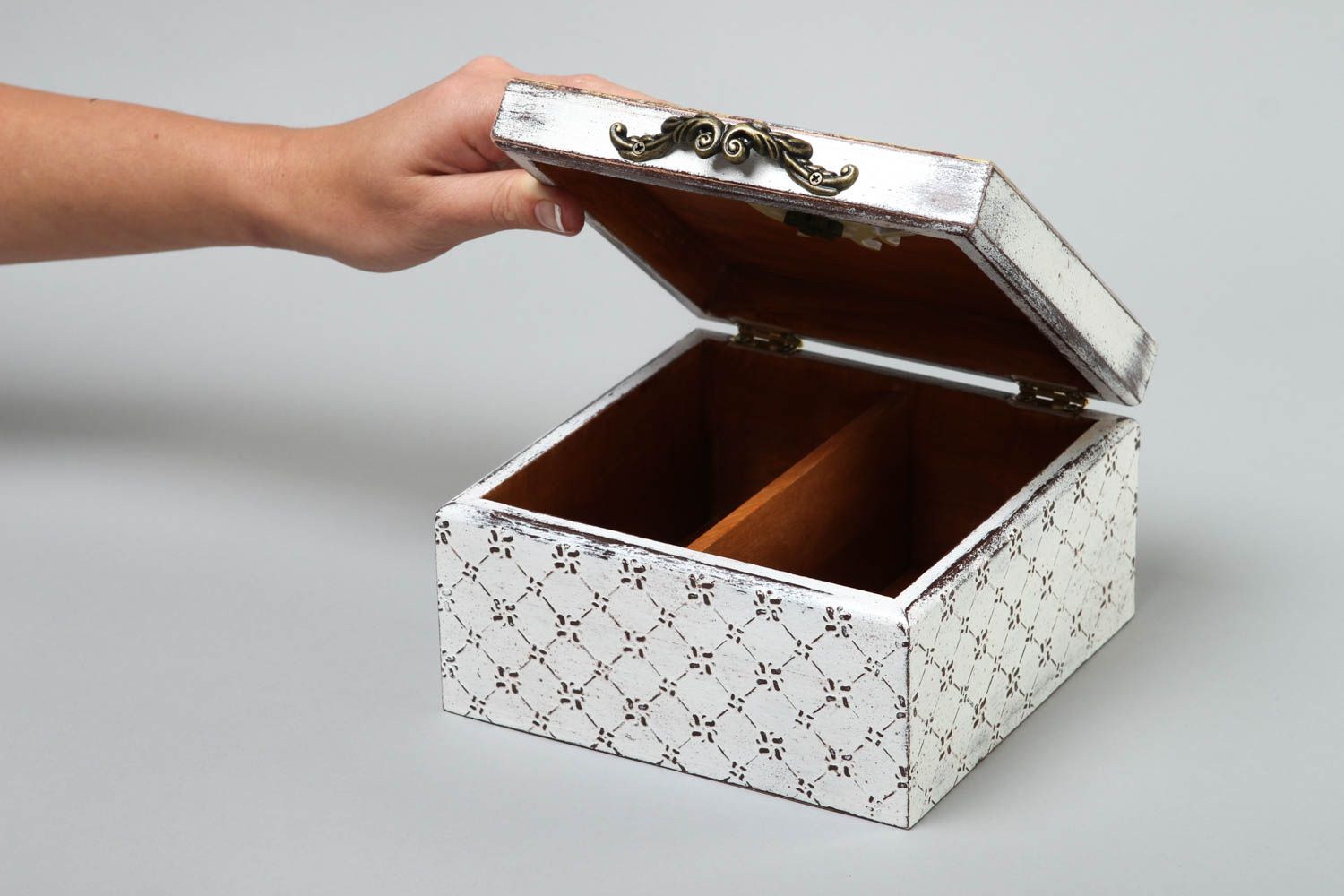 Decoupage jewelry box wooden tea box handmade box for tea kitchen organizer photo 5