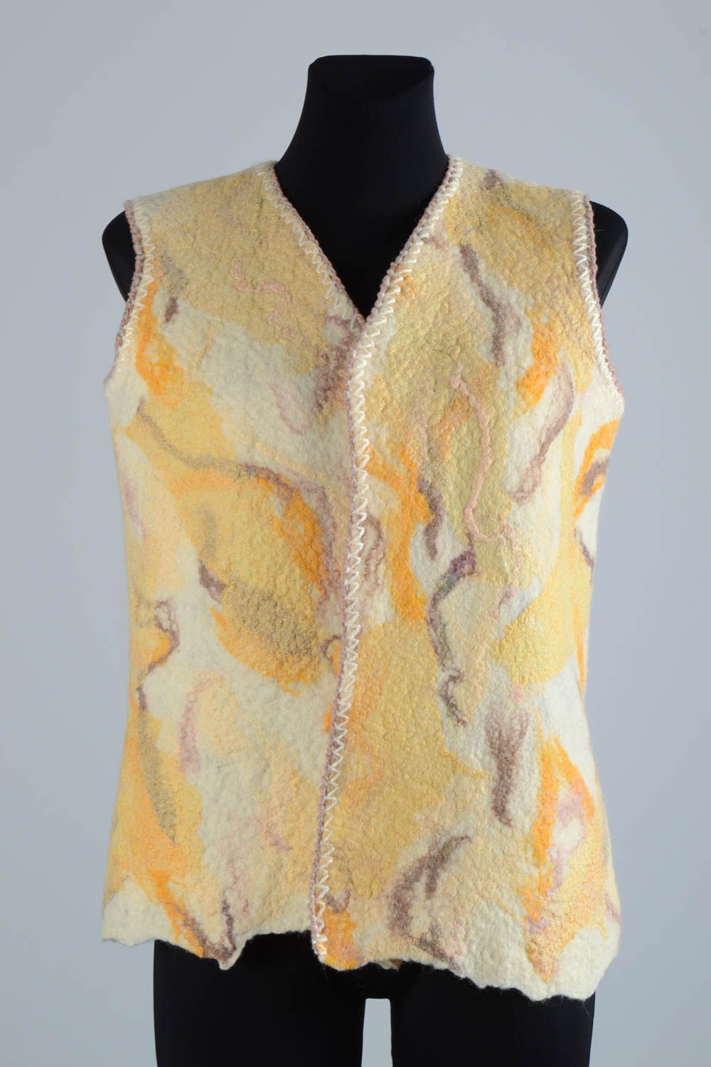 Unique wool felted vest designer winter clothing handmade present for women photo 1