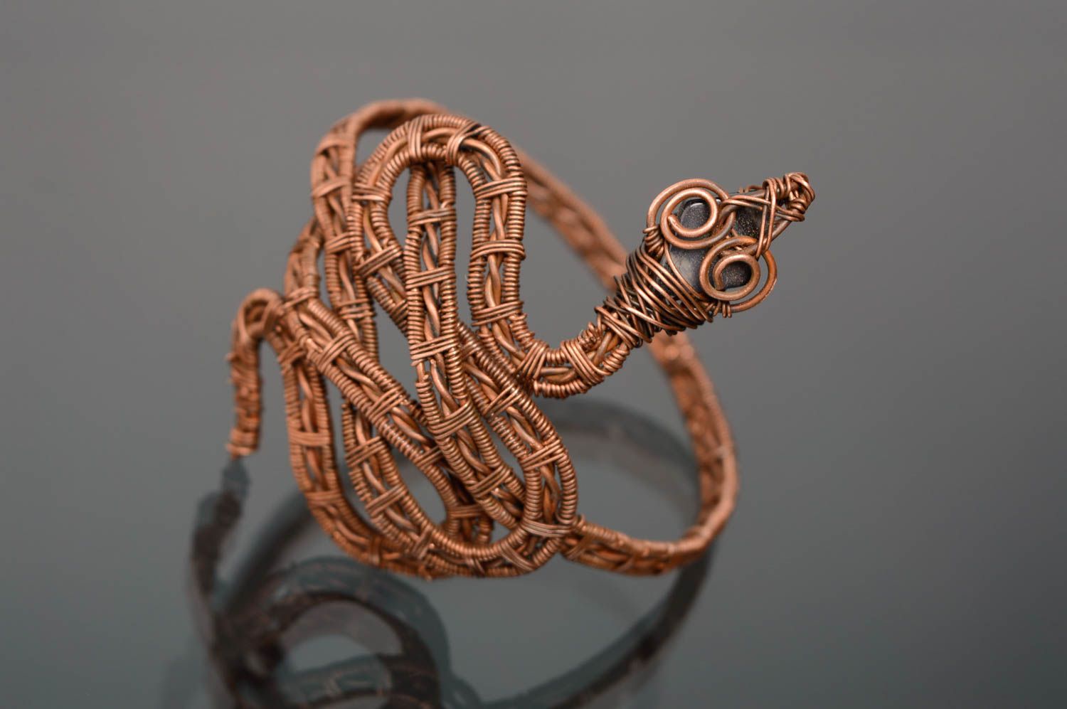 Massive copper bracelet Snake photo 2