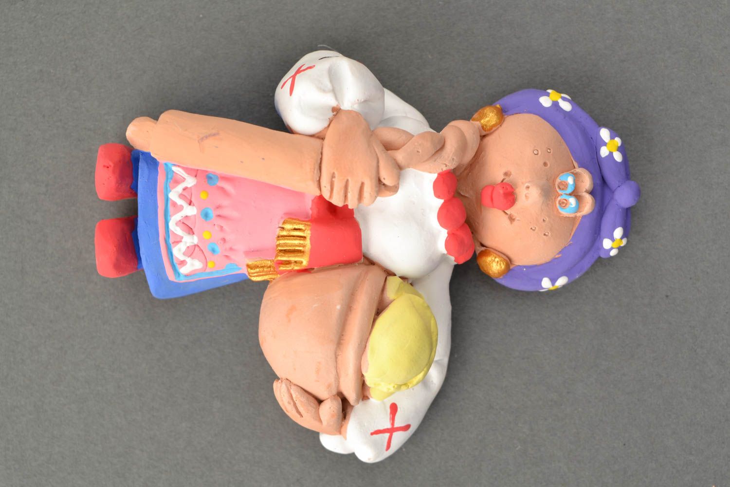 Clay fridge magnet Woman with Rolling Pin and Dumplings photo 5