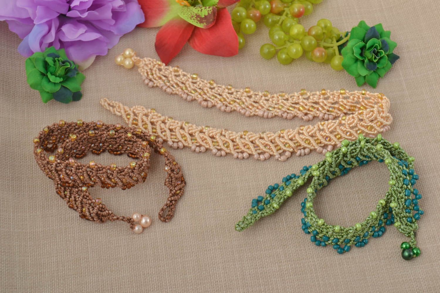 Handmade woven necklaces macrame necklaces thread jewelry stylish accessories photo 1