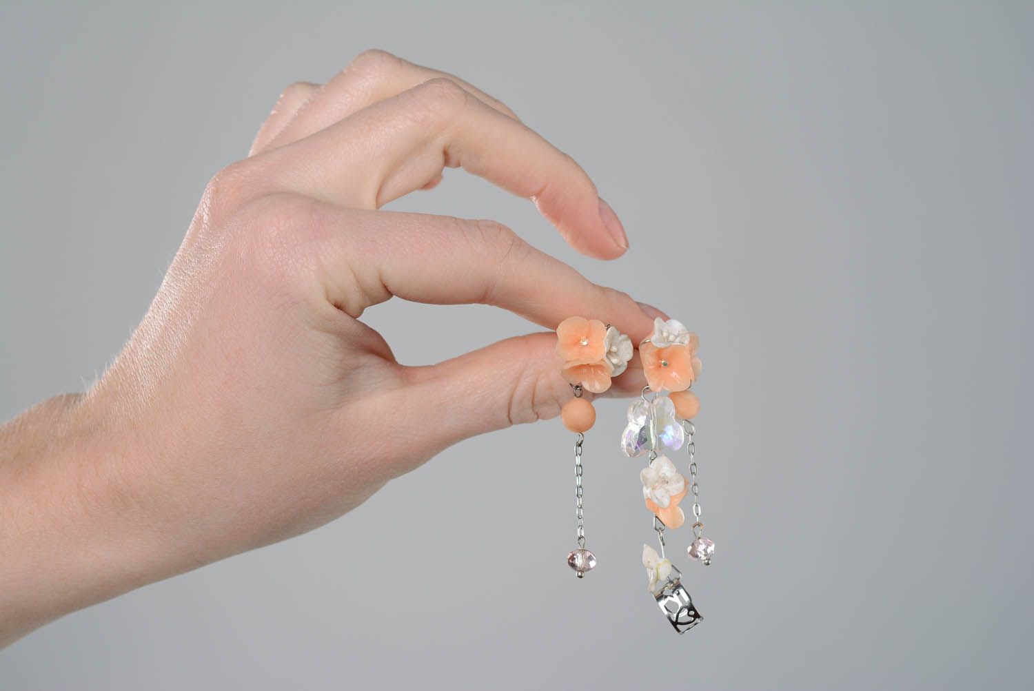 Plastic cuff earrings Crystal photo 4