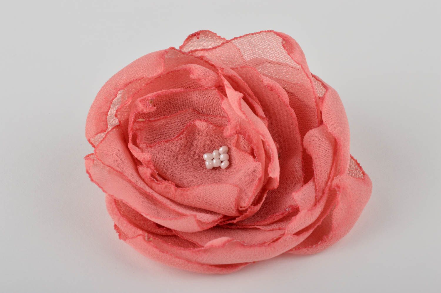 Handmade Schmuck rosa Blumen Haargummi Damen Haarschmuck mit Glasperlen foto 2