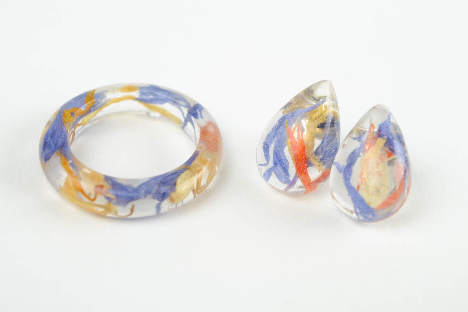 Модные серьги ручной работы женское кольцо бижутерия из эпоксидной смолы фото 2