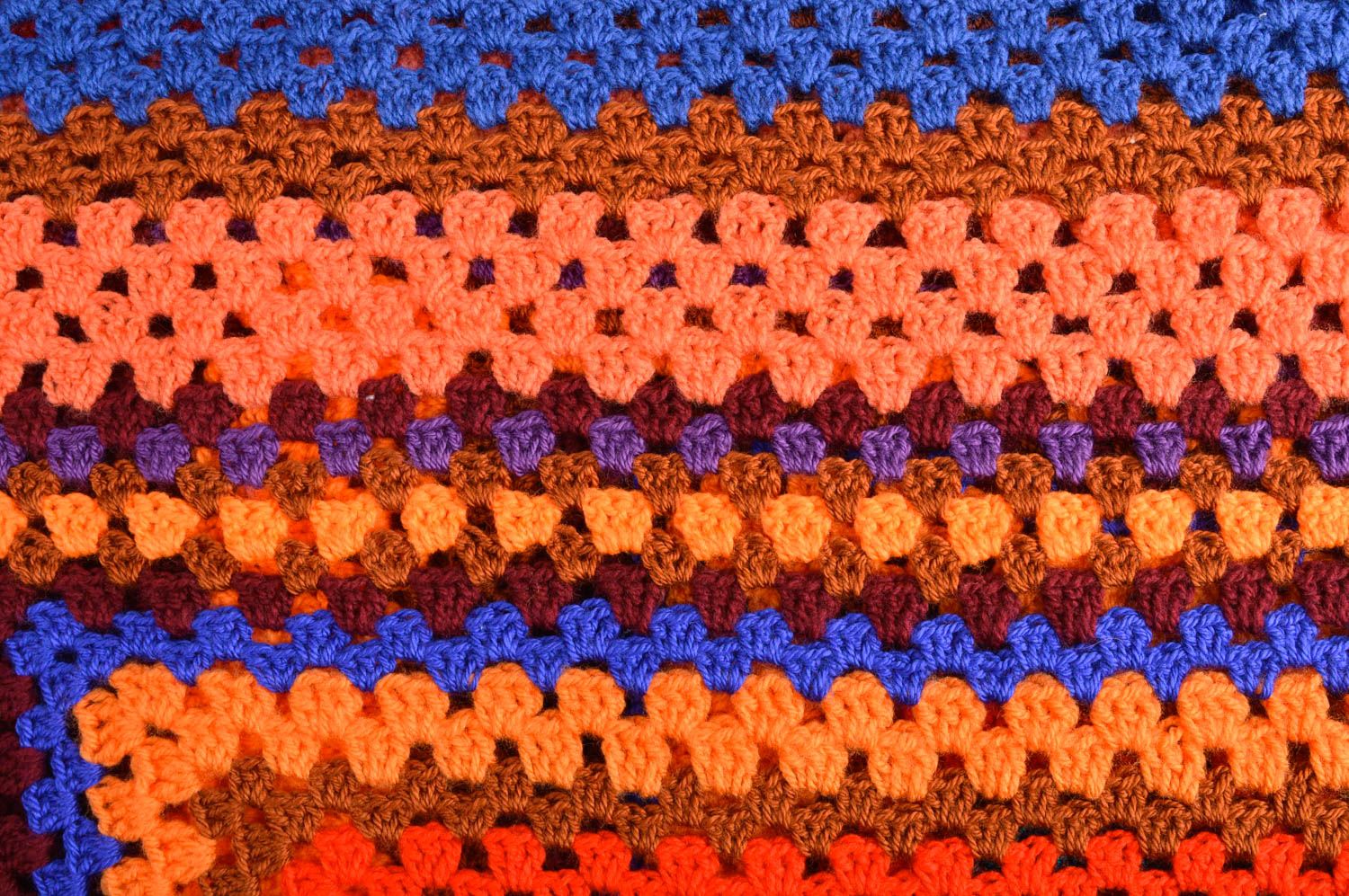 Теплый плед ручной работы вязаный плед текстиль для дома разноцветный большой фото 3