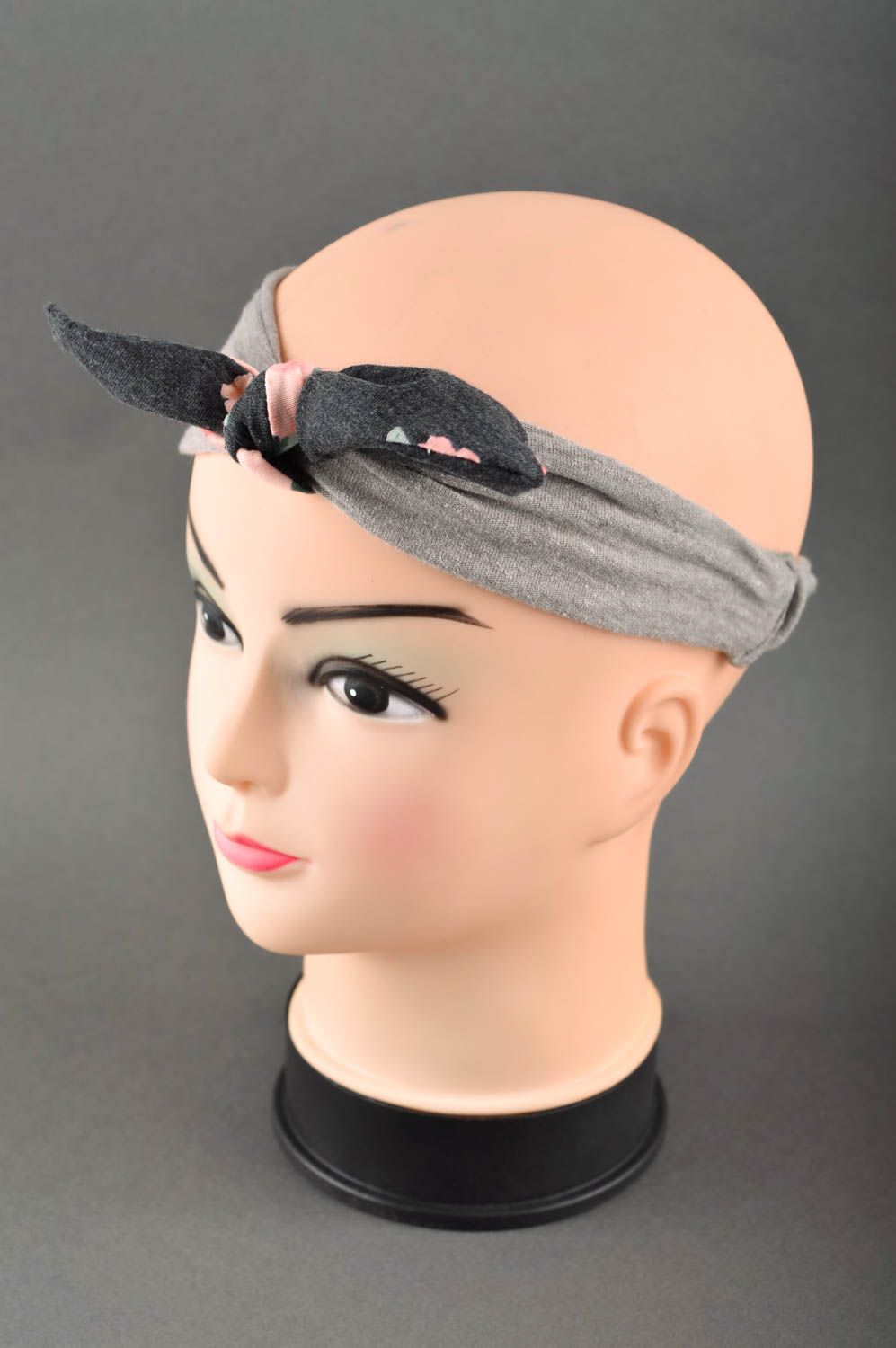 Graues Haarband Schleife handmade Accessoire für Kinder Mädchen Haarschmuck  foto 1