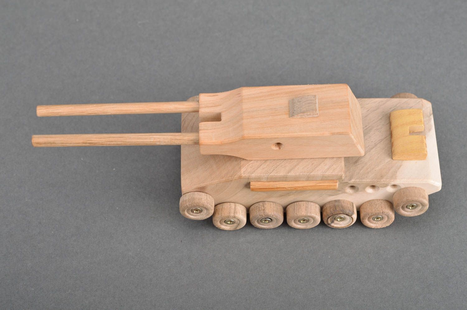 Eco friendly handmade wooden toy car for children over 6 years old Tank photo 2