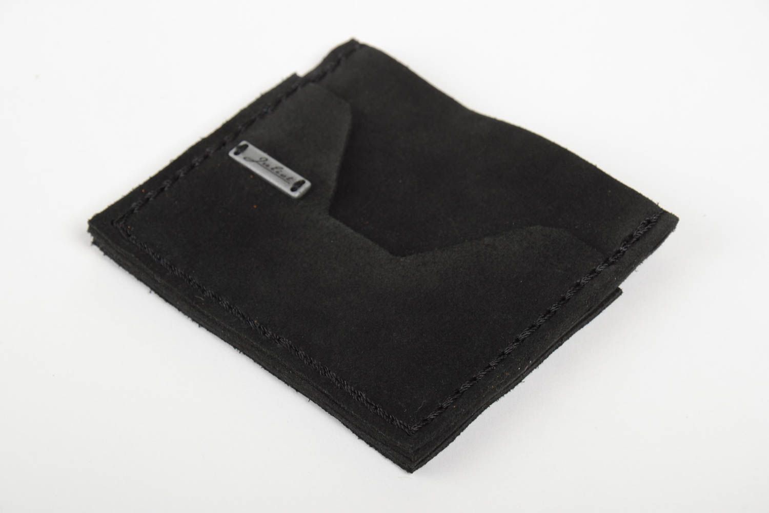 Черное портмоне из кожи ручной работы мужское оригинальный подарок авторское фото 4